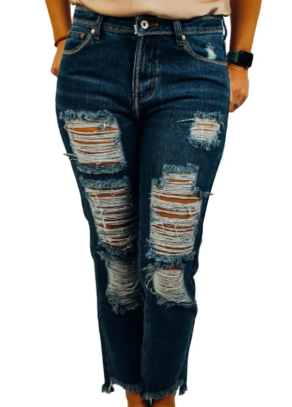 Super Savings Distressed Boyfriend Jean In Blue