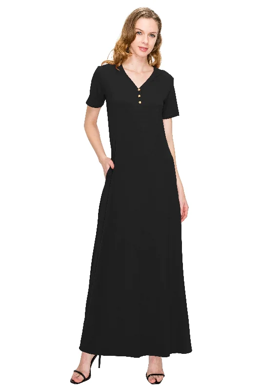 Lowest Price V Neck Short Sleeve Maxi Dress