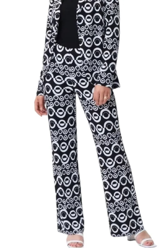 Epic Deals Geometric Print Pants In Black/vanilla