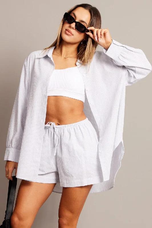 Buy More, Save More Grey Stripe Relaxed Shirt Long Sleeve