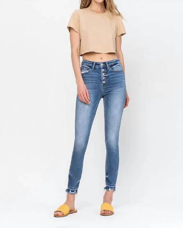 Today's Special High Rise Hem Crop Skinny Jean In Medium Wash