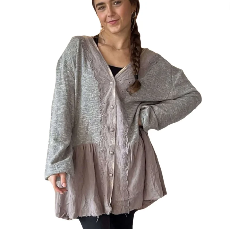 Crazy Deals Star Destination Lace Detail Sweater Cardigan Made in USA