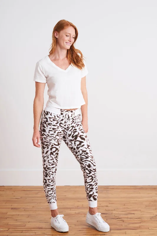 Act Fast Kiara Abstract Leopard Print Jogger Pants