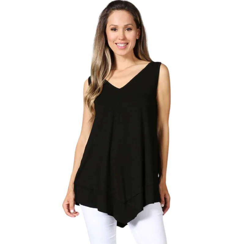 Seasonal Sale Always Flattering Sleeveless Tunic in Black Made in USA