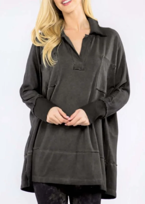 Early Access Slouchy Oversized Raw Edge Tunic Made in USA