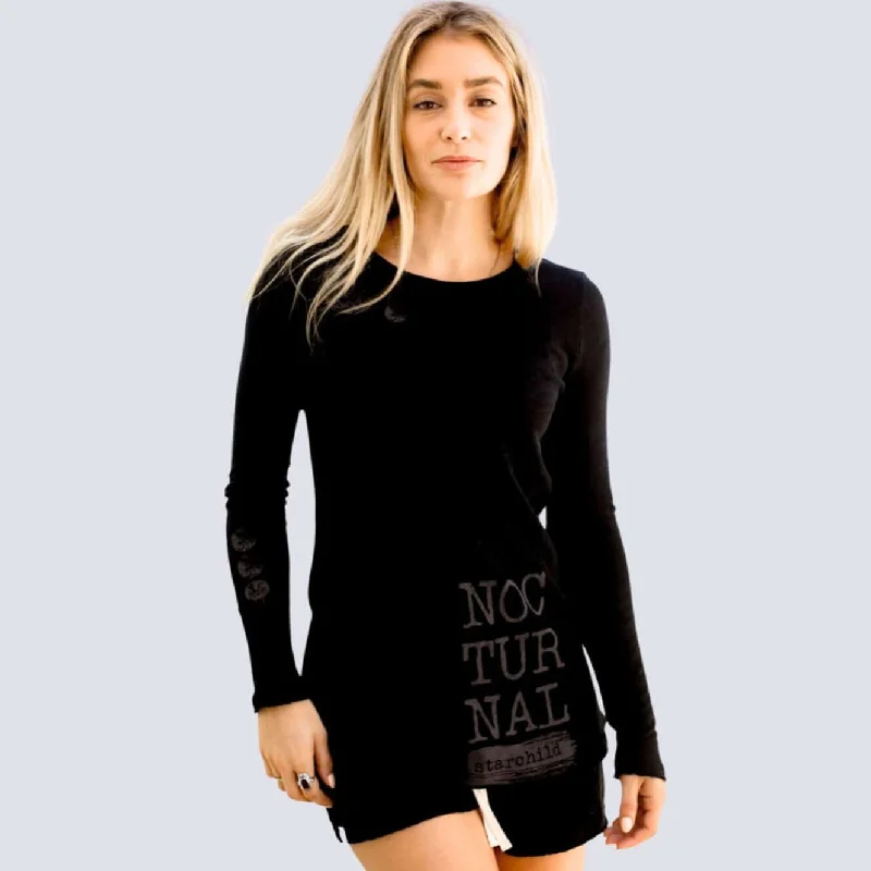 Factory Direct Sale Sleepaholik Nocturnal Natural Cotton Long Sleeve Tee Made in USA