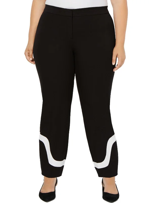 Deal Dash Plus Womens Ponte Colorblock Ankle Pants