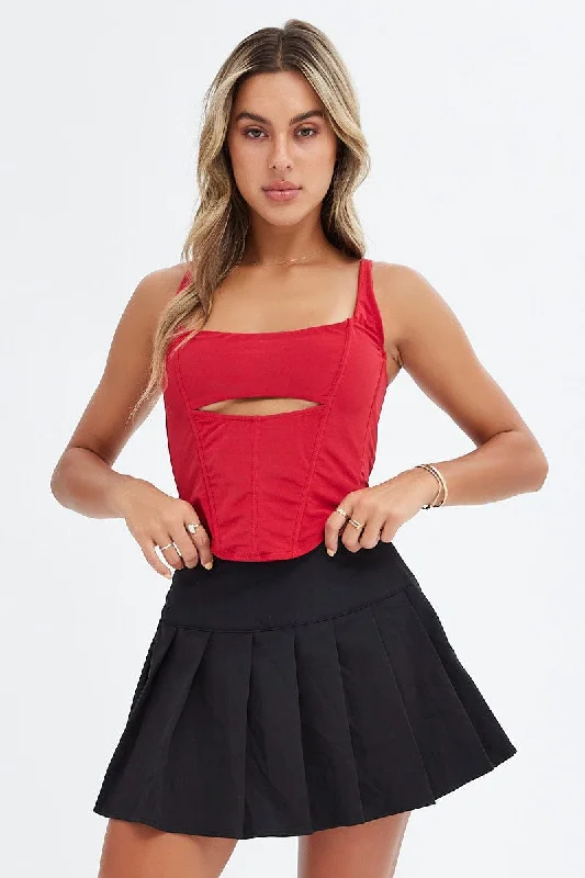 Sale Event Red Corset Tank Top Tie Lace Back