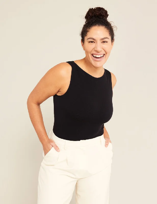 Crazy Deals Ribbed Boat Neck Bodysuit - Black
