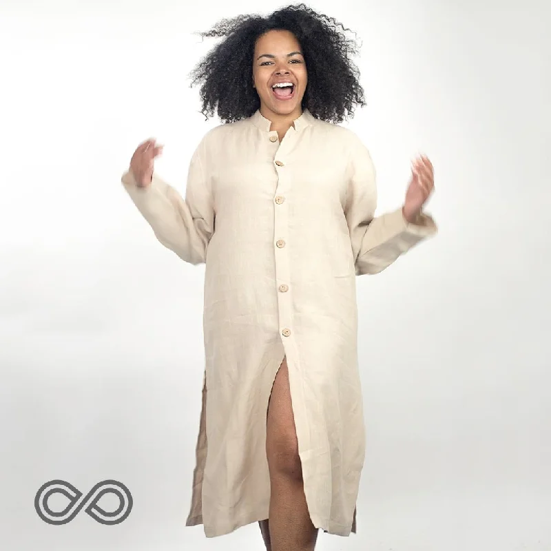 Crazy Savings TOULOUSE Organic French Linen Tunic (Long-sleeved) (Unisex)