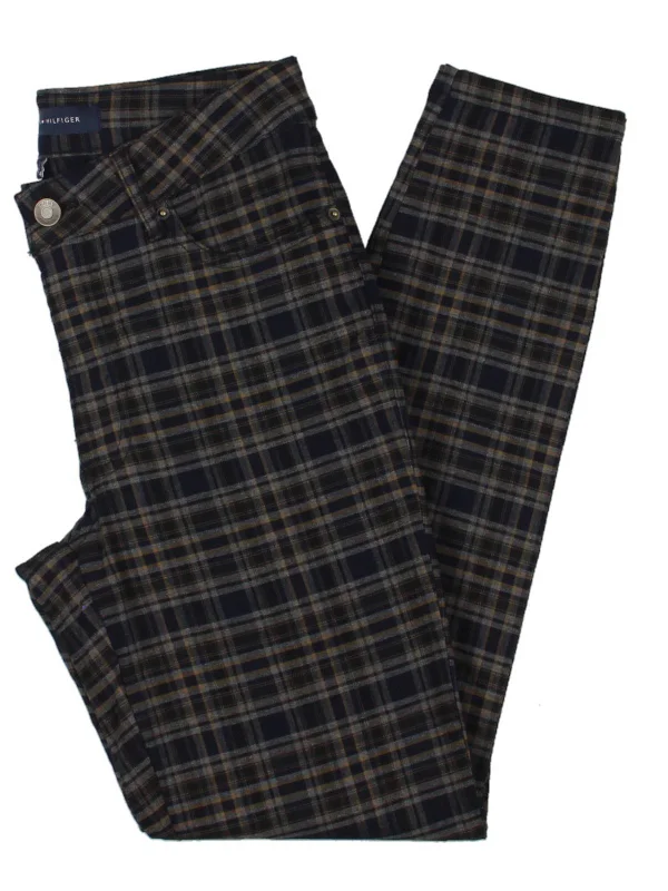 Discount Deals Tribeca Womens Plaid Stretch Skinny Pants