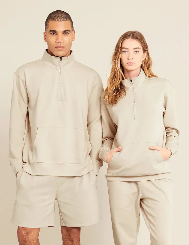 Savings Event Unisex Quarter Zip Sweater - Sand