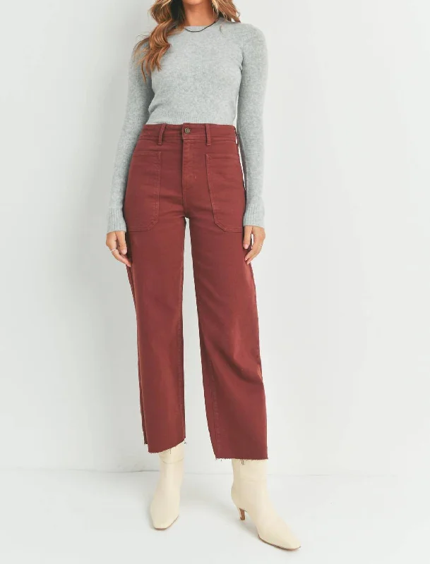 Extra Savings Utility Wide Leg Jeans In Cinnamon
