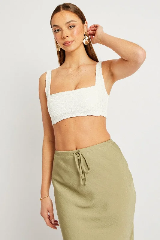 Clearance Items White Crop Top Textured