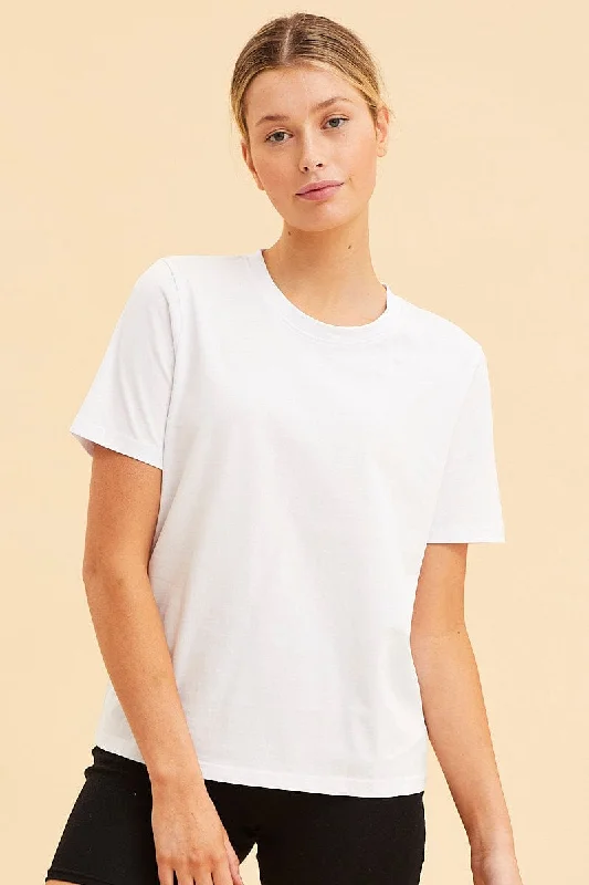 Huge Discounts White Relaxed T-Shirt Heavy Cotton Crew Neck