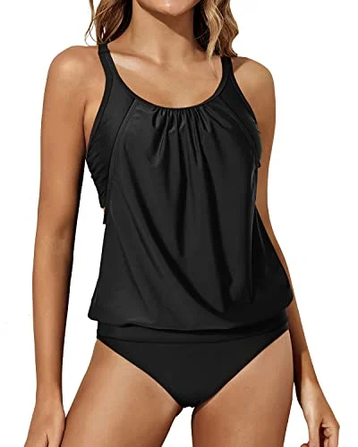 Exclusive Preview Sports Bra Removable Pads Tankini Swimsuits For Women-Black