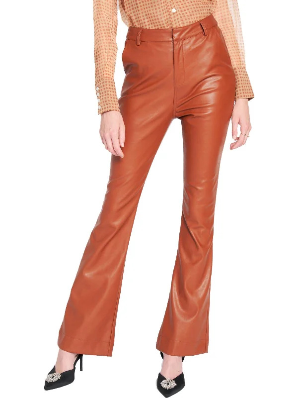 Exclusive Preview Womens Faux Leather Embossed Flared Pants