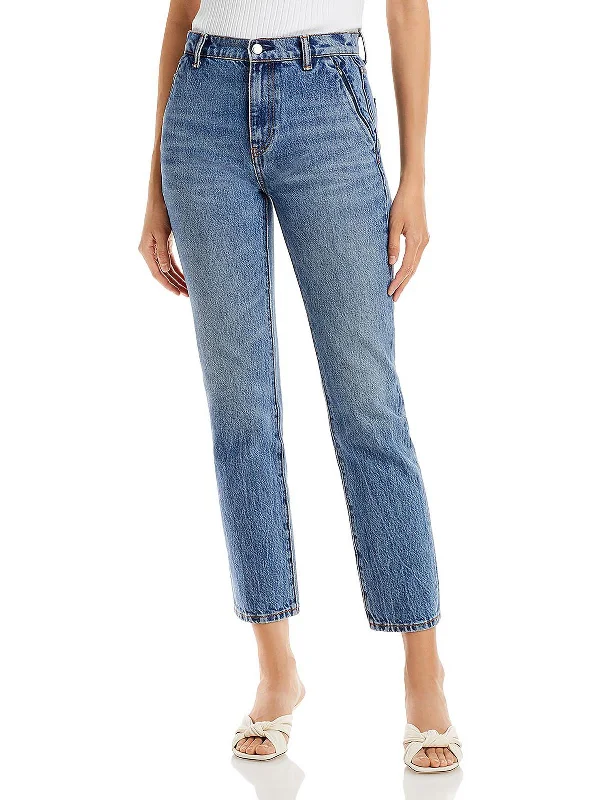 Price Drop Womens High Rise Cropped Straight Leg Jeans