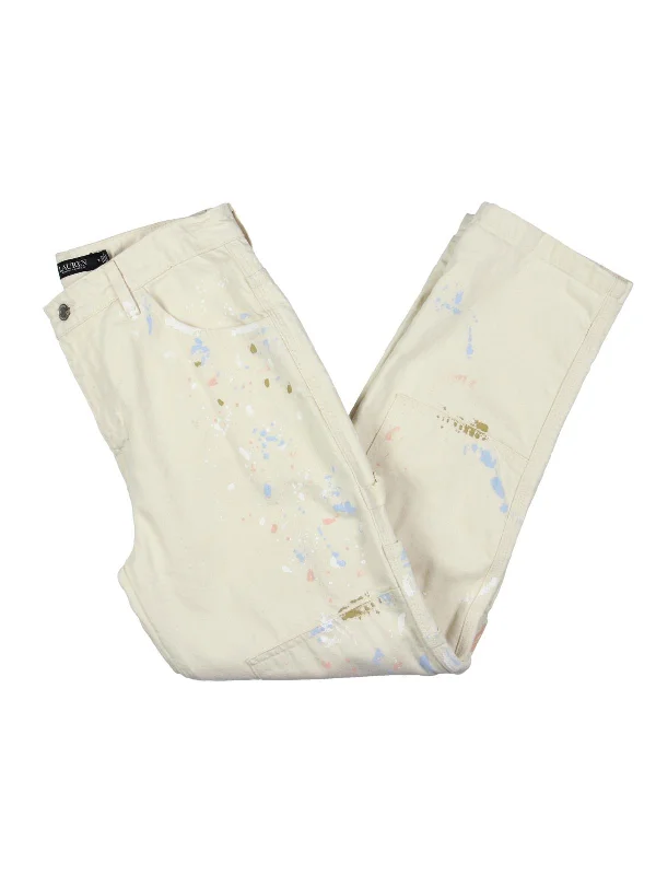 Sneak Peek Sale Womens High Rise Splatter Straight Leg Jeans