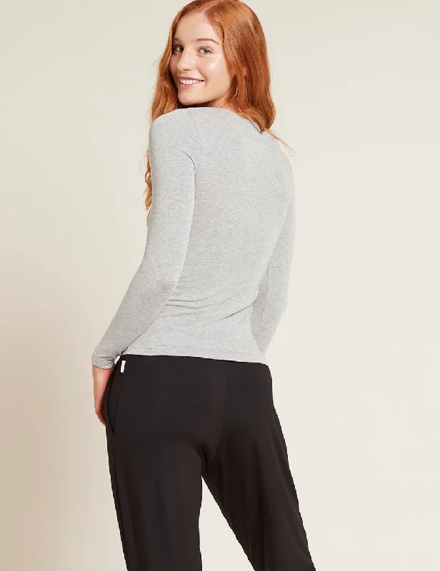 New Deals Women's Long Sleeve Top - Light Grey Marl