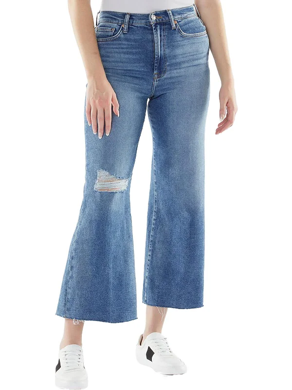 New Deals Womens Raw Hem Ultra High Rise Cropped Jeans