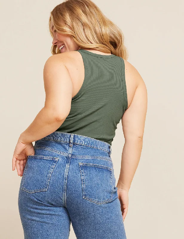 Huge Discounts Women's Ribbed Racerback Tank - Moss
