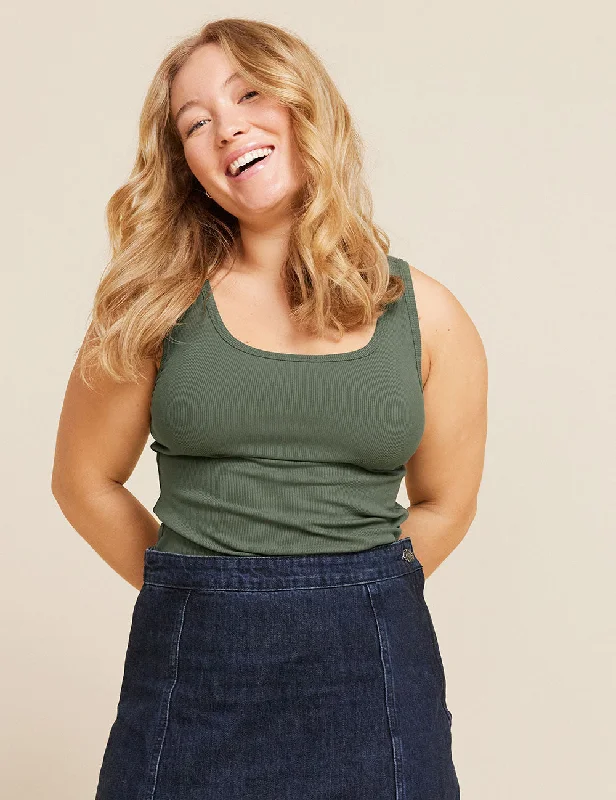 Savings Galore Women's Ribbed Tank Top - Moss