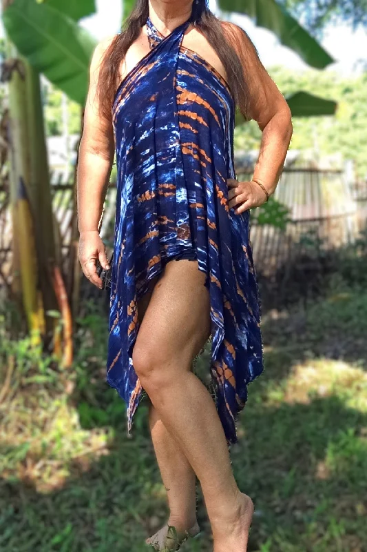 Today’s Deal Wrap Dress/Backless Vest in Indigo Earth
