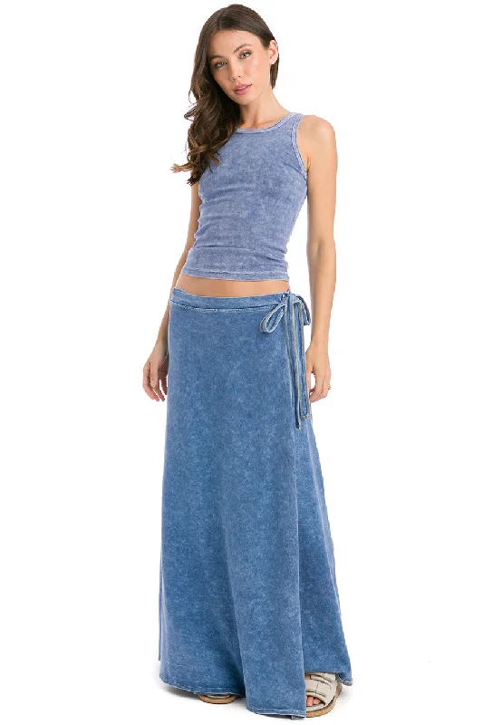 Members Only Wrap Maxi Jean Skirt