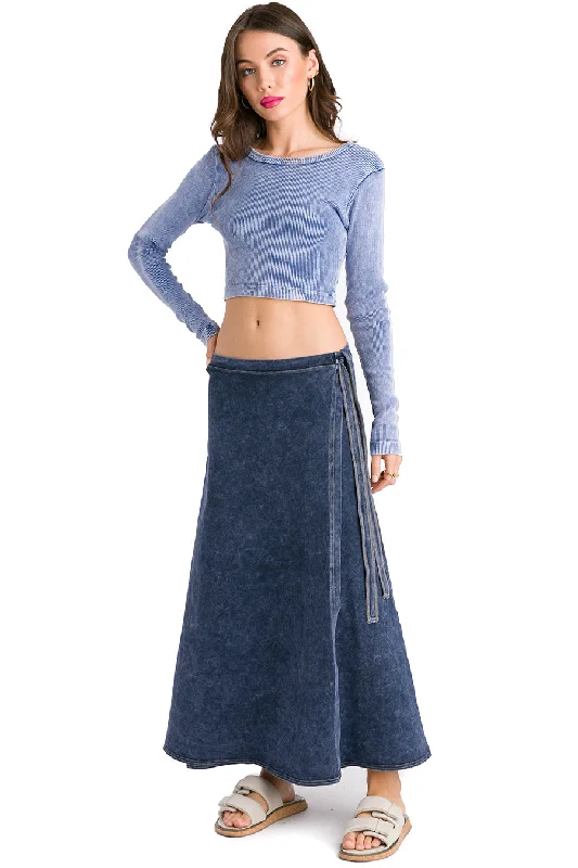 Hot Deal Wrap Maxi Jean Skirt