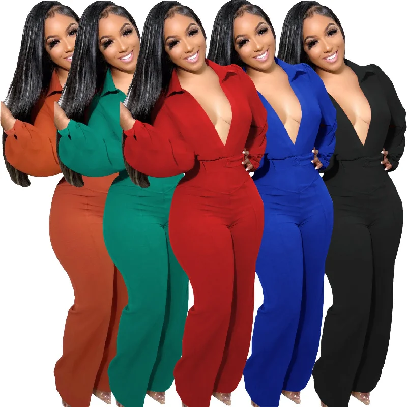 Mega Sale AL224 Autumn Women V Neck Fashion Skinny Jumpsuit Solid Long Sleeve Trend Elastic Fitness Activewear Casual Workout Overall Mega Sale AL224 Autumn Women V Neck Fashion Skinny Jumpsuit Solid Long Sleeve Trend Elastic Fitness Activewear Casual Workout Overall