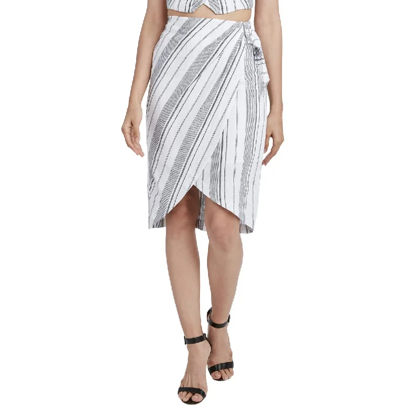 Price Fest BCBG Max Azria Women's Striped High Low Side Tie Midi Skirt