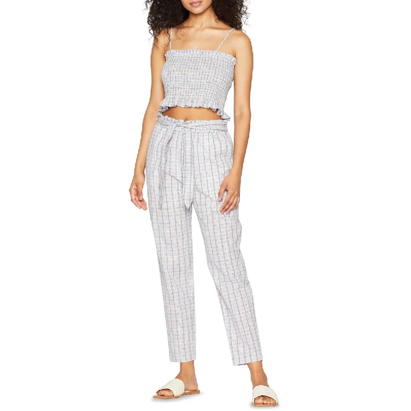 Special Discount BCBGeneration Women's Cotton Spaghetti Strap Smocked Crop Top