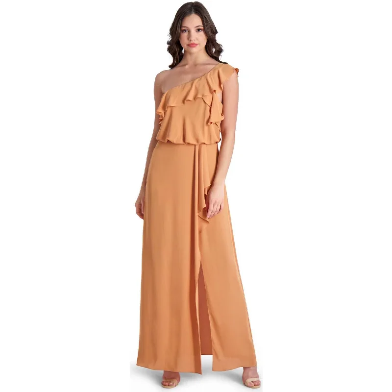 Bargain Prices BCBGMAXAZRIA Dahlia Women’s Ruffled One Shoulder Front Slit Gown