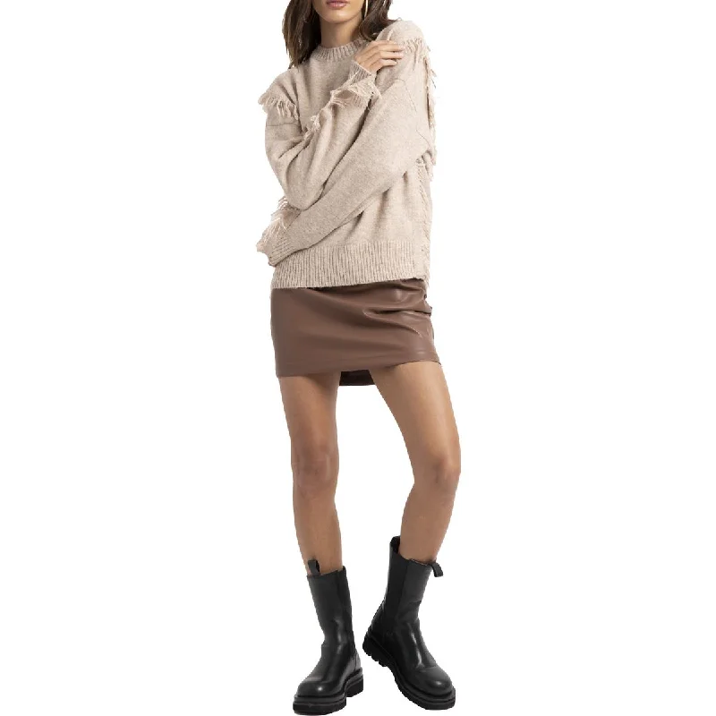 Midnight Madness Bishop + Young Mackenzie Women's Fringed Trim Long Sleeve Pullover Sweater Midnight Madness Bishop + Young Mackenzie Women's Fringed Trim Long Sleeve Pullover Sweater