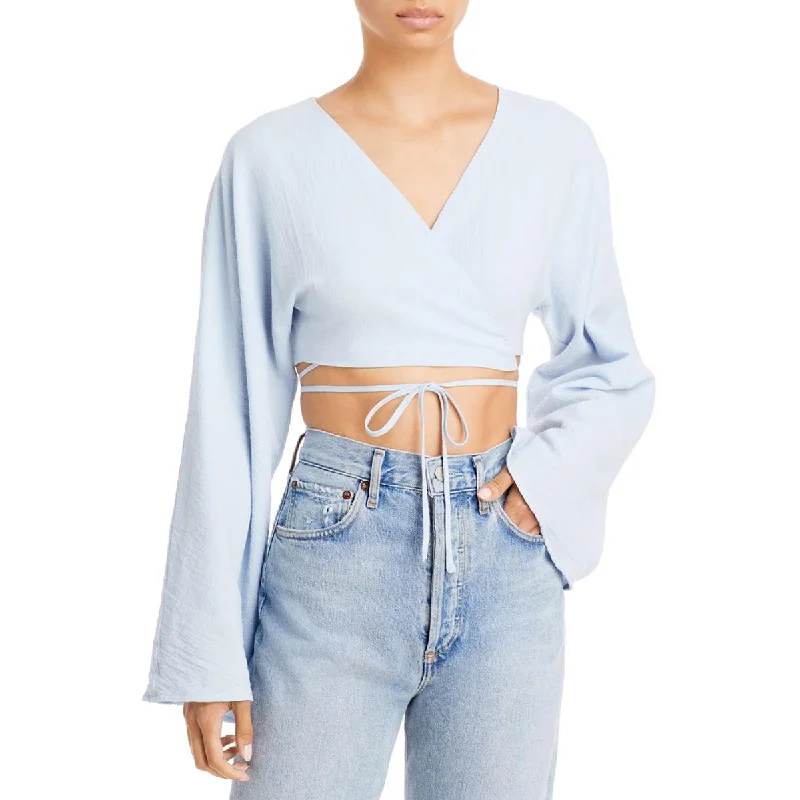 Huge Discounts Charlie Holiday Womens Jasper Wrap Long Sleeves Crop Top
