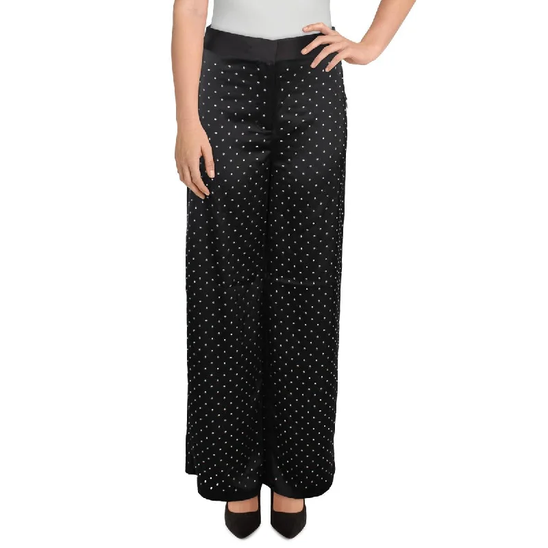New Deals Danielle Bernstein Womens Studded Party Wide Leg Pants