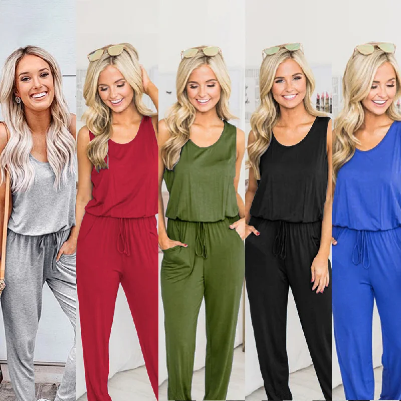 Exclusive Access Ecowalson Fashion Casual Women's Sleeveless Tank Coveralls Wrap Drawstring Waist Bodycon Party Jumpsuit Romper with Pockets Exclusive Access Ecowalson Fashion Casual Women's Sleeveless Tank Coveralls Wrap Drawstring Waist Bodycon Party Jumpsuit Romper with Pockets