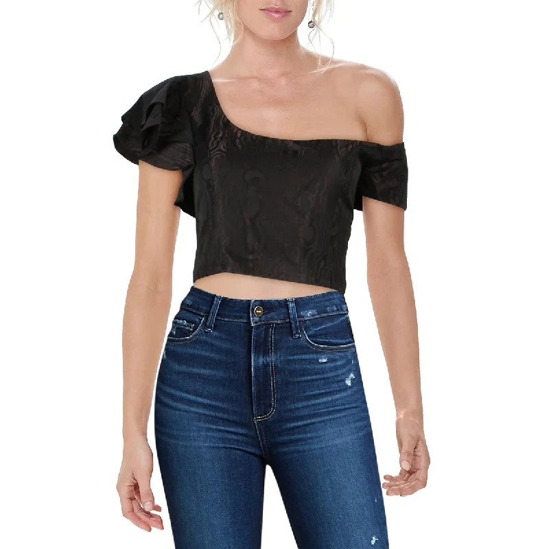 Unmissable Offer Flor et.al Jackson Women's Ruffled One Shoulder Moire Crop Top