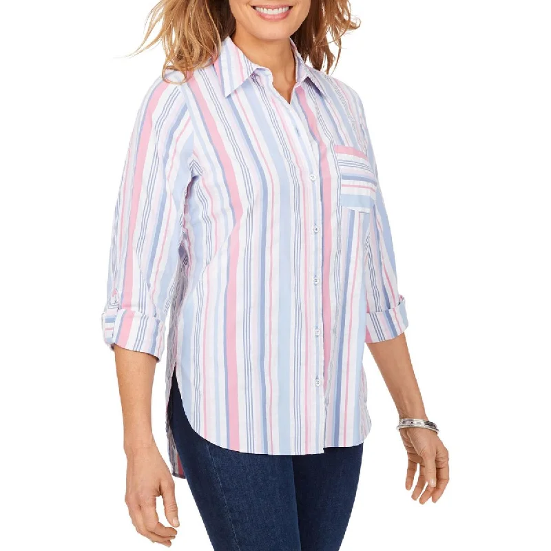 Overstock Foxcroft NYC Womens Millie Collared Striped Button-Down Top