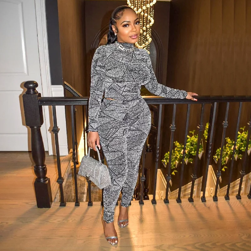 Buy Now Geometrical Long Sleeve and Legging Sets