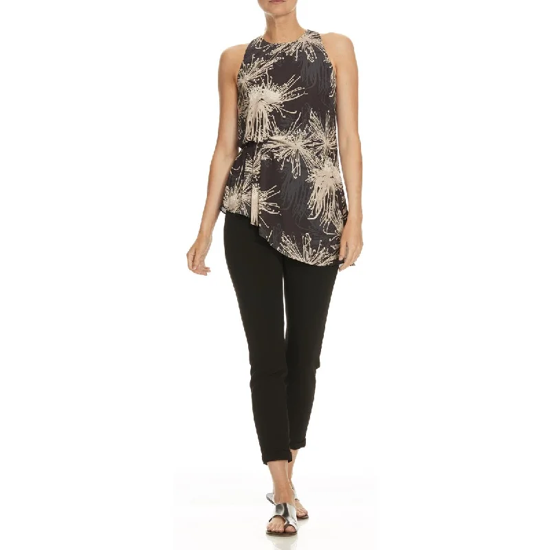 TIME-Limited Offer Halston Women's Crepe Sleeveless Asymmetric Printed Tank Top Blouse TIME-Limited Offer Halston Women's Crepe Sleeveless Asymmetric Printed Tank Top Blouse