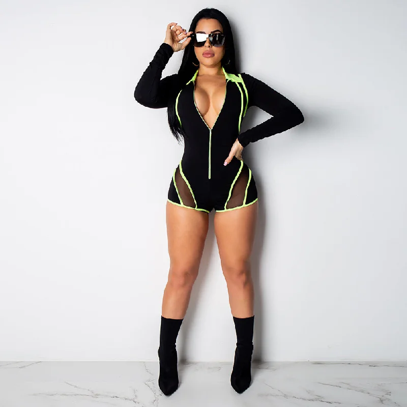 Reduced Prices Neon Striped Long Sleeve Mesh Rompers
