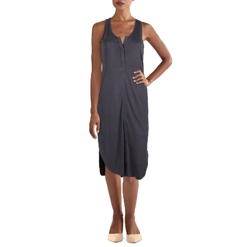 Super Sale Heather Womens Henley Casual Midi Shift Dress