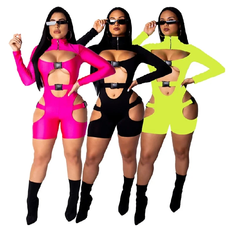 YEAR-End Sale Hollow Out Buckle Long Sleeve Rompers