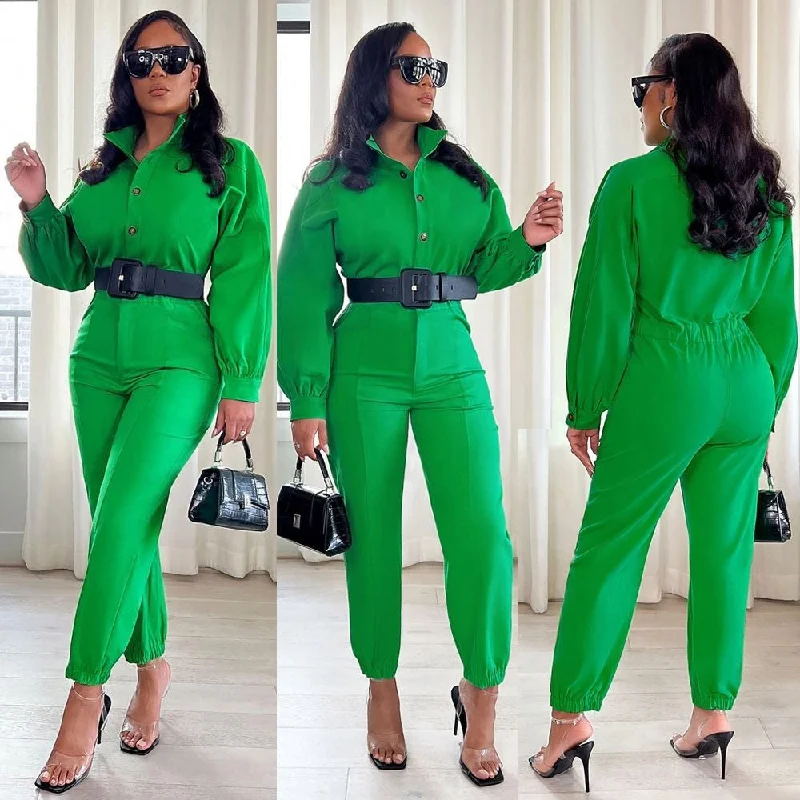 Discount Deals kc women  Solid color fashion  casual jumpsuit pants
