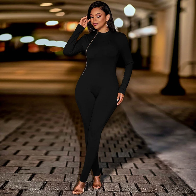 Final Clearance KC Women's solid color round neck slim-fit hip-lifting jumpsuit for women Final Clearance KC Women's solid color round neck slim-fit hip-lifting jumpsuit for women