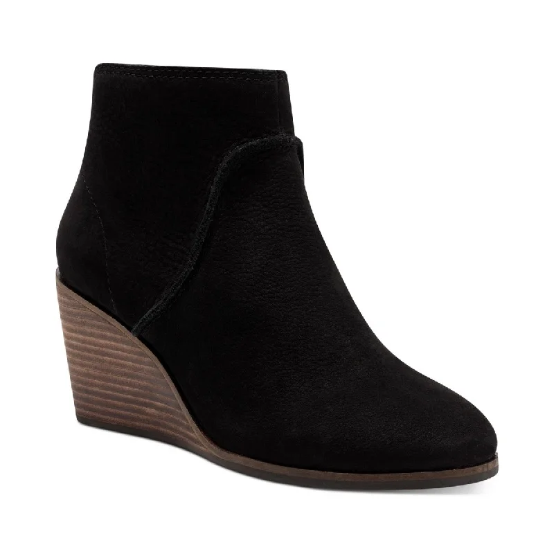 Can't Be Beat Lucky Brand Zanta Women's Leather Wedge Pull On Ankle Booties