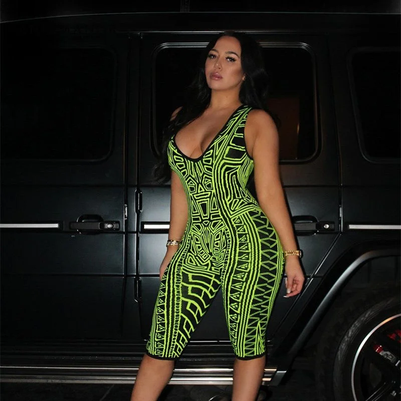 Friends and Family Sale Neon Print Spandex Rompers