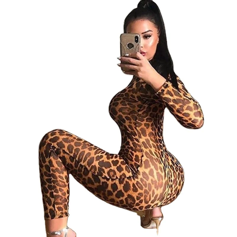 Major Savings Round Neckline Jumpsuit Wholesale Women Jumpsuit 2021 Sexy Animal Print Sexy Club Wear Summer